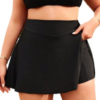 Women's Black High-Waist Swim Skort with Pocket - KaleaBoutique.com
