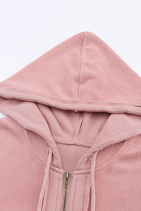 Flap Pocket Drawstring Hood Zip Up Jacket - KaleaBoutique.com