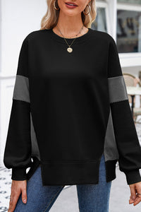 Corduroy Patched Side Slit Sweatshirt - KaleaBoutique.com