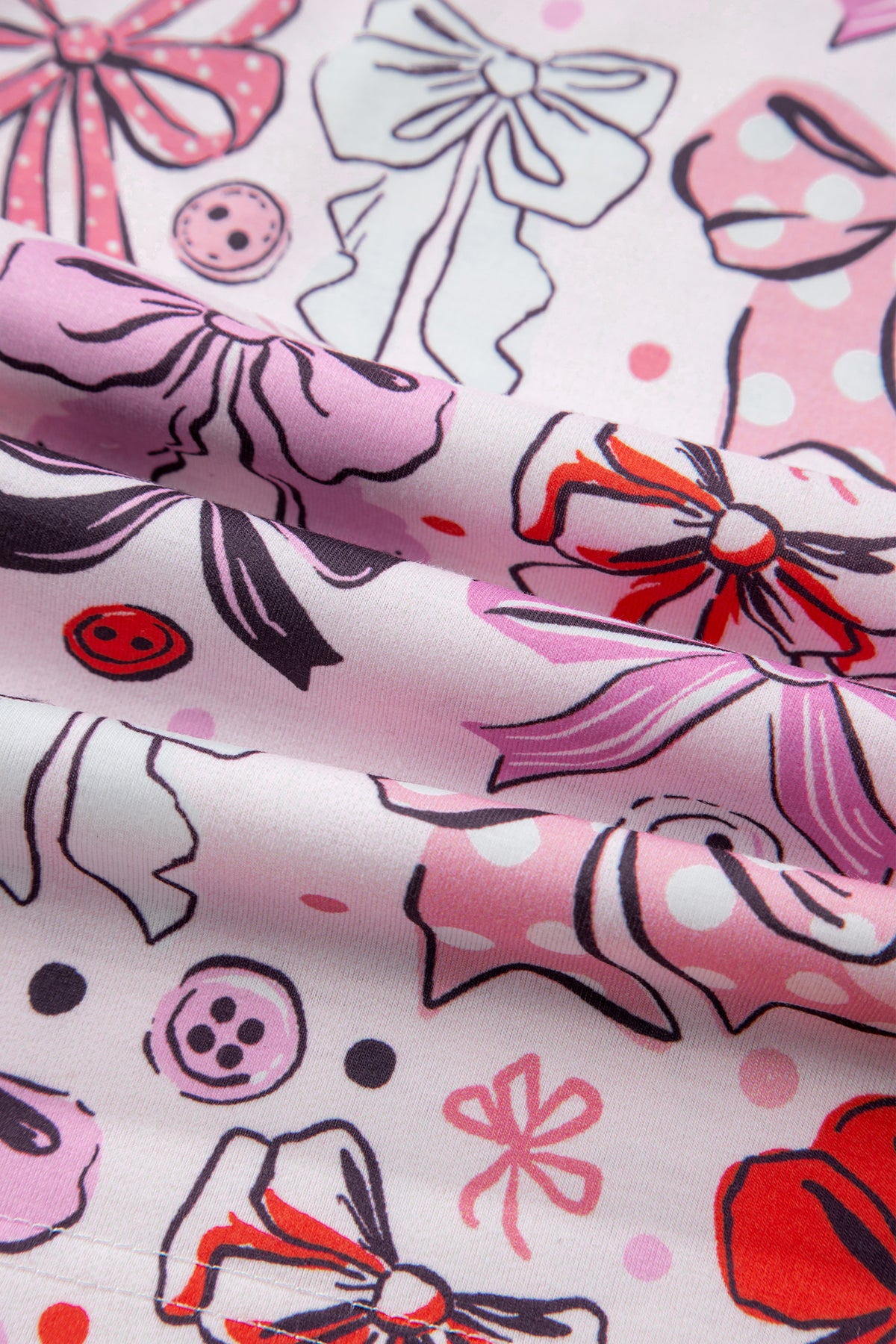 KaleaBoutique Stylish Cute Ribbon Bows Printed 2pcs Short Pajama Set - KaleaBoutique.com