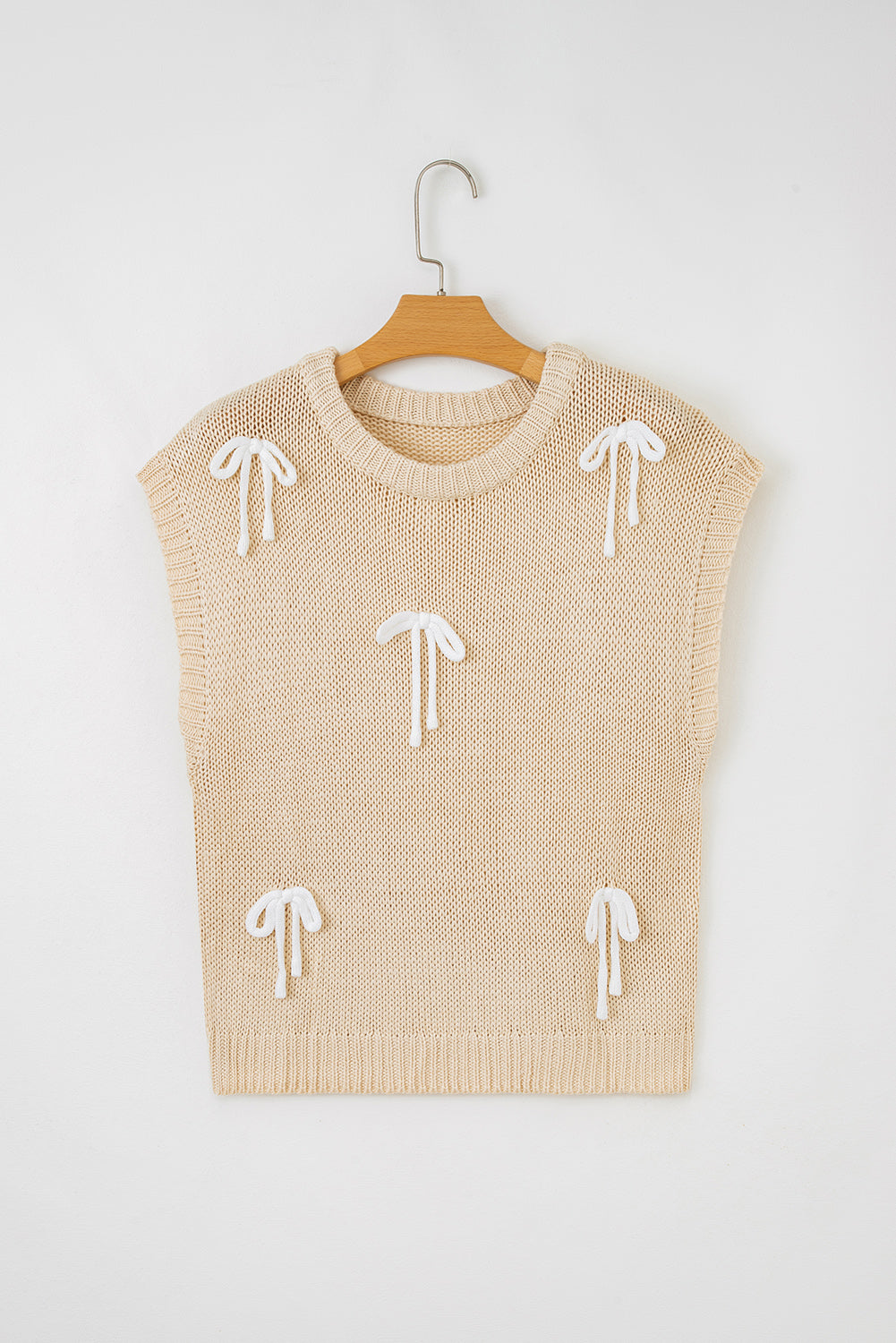 KaleaBoutique Stylish Bowknot Applique Cap Sleeve Sweater - KaleaBoutique.com