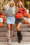 KaleaBoutique Halloween Pumpkin Face Pattern Drop Shoulder Sweater - KaleaBoutique.com
