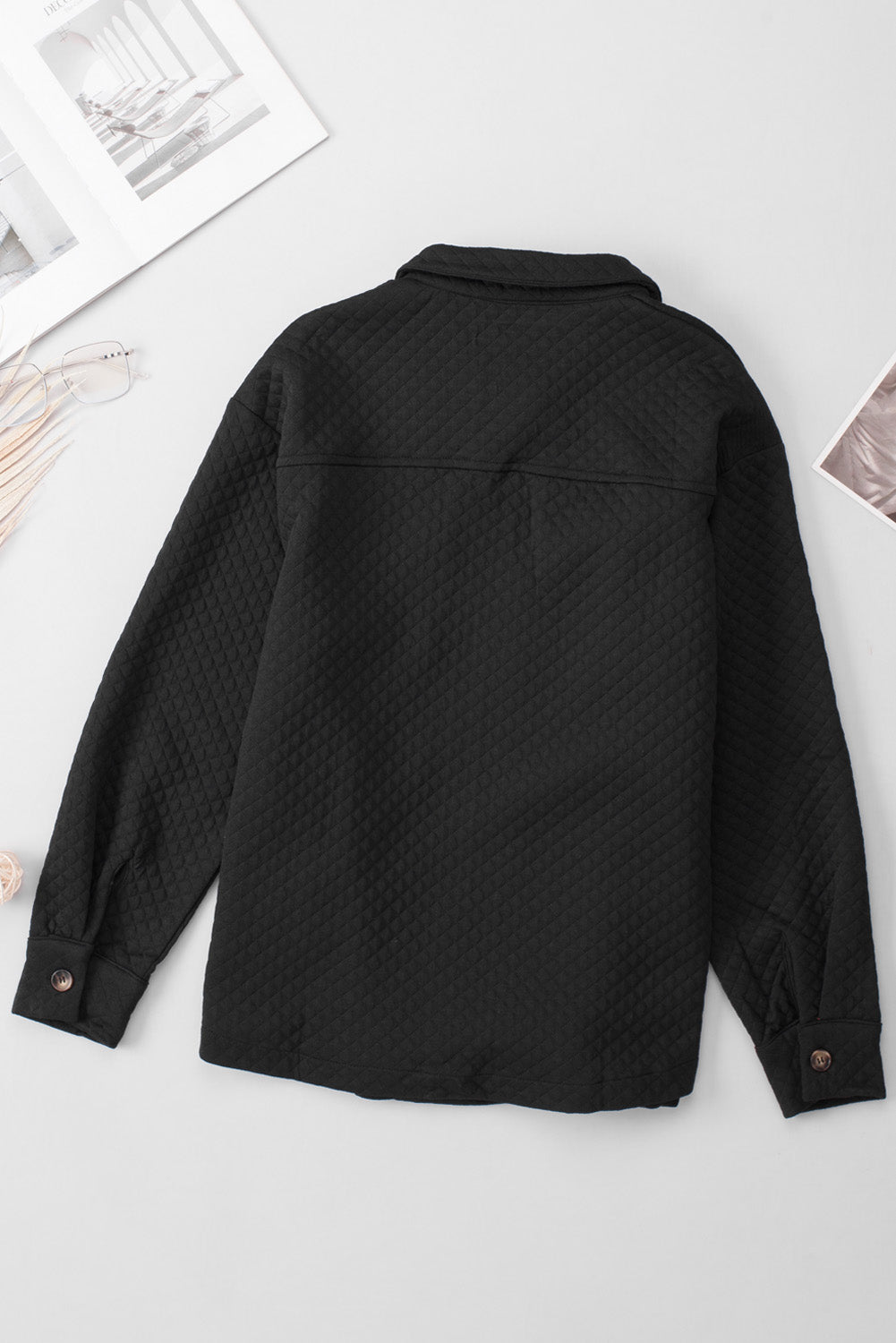 Retro Quilted Flap Pocket Button Shacket - KaleaBoutique.com