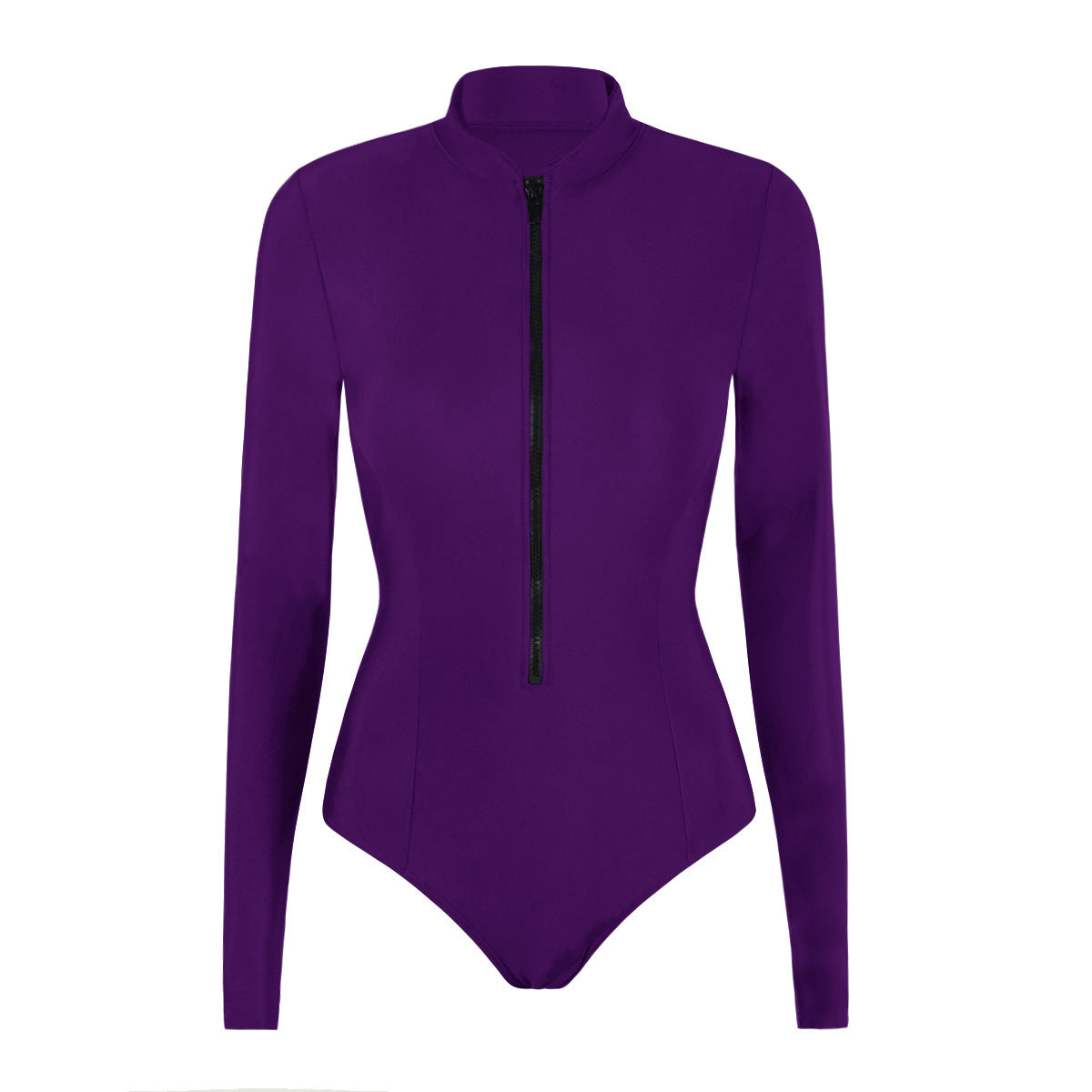 Women High-Neck Long-Sleeve Zip-Front One-Piece Swimsuit - KaleaBoutique.com