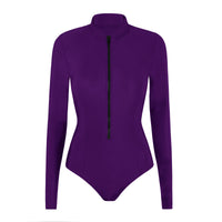 Women High-Neck Long-Sleeve Zip-Front One-Piece Swimsuit - KaleaBoutique.com