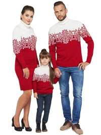 Women's Red and White Snowflake Christmas Sweater Dress & Matching Family Sweaters - KaleaBoutique.com