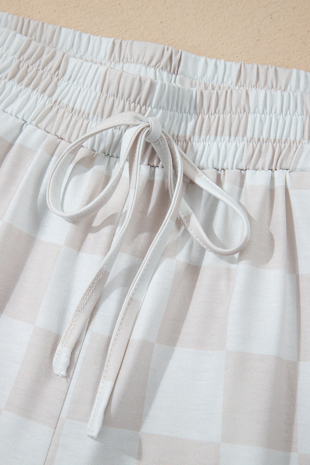 KaleaBoutique Stylish Checkered V Neck Tee Drawstring Shorts Lounge Set - KaleaBoutique.com