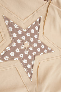 KaleaBoutique Stylish Floral Patchwork Star Pattern Drawstring Hoodie - KaleaBoutique.com