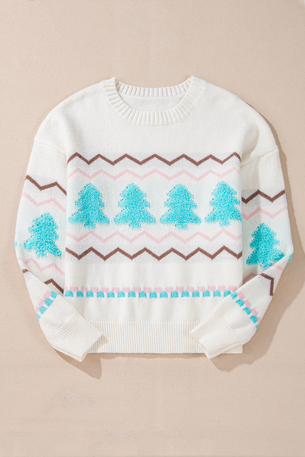 KaleaBoutique Stylish Striped Christmas Tree Ribbed Trim Drop Shoulder Sweater - KaleaBoutique.com