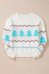 KaleaBoutique Stylish Striped Christmas Tree Ribbed Trim Drop Shoulder Sweater - KaleaBoutique.com