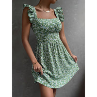 Women's Square-Neck Ruffle-Strap A-Line Mini Dress - KaleaBoutique.com