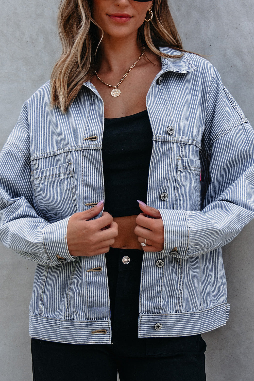 Washed Oversize Pocketed Denim Jacket - KaleaBoutique.com