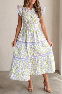 KaleaBoutique Comfortable Tulip Floral Print Contrast Trim Midi Dress - KaleaBoutique.com