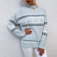 Women's Snowflake Mock-Neck Pullover Sweater - KaleaBoutique.com