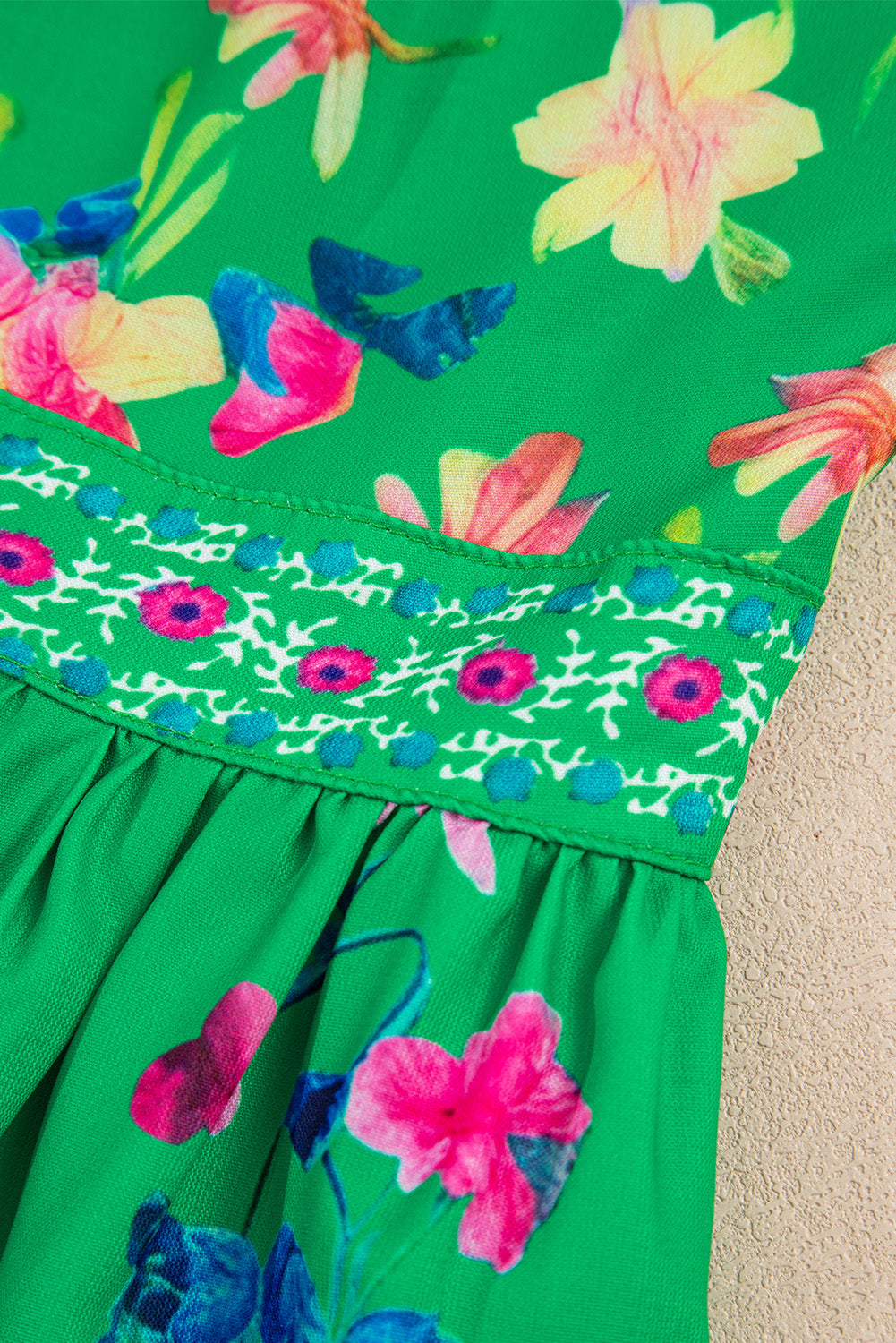 KaleaBoutique Beautiful Floral Print Contrast Trim Knotted Straps Midi Dress - KaleaBoutique.com