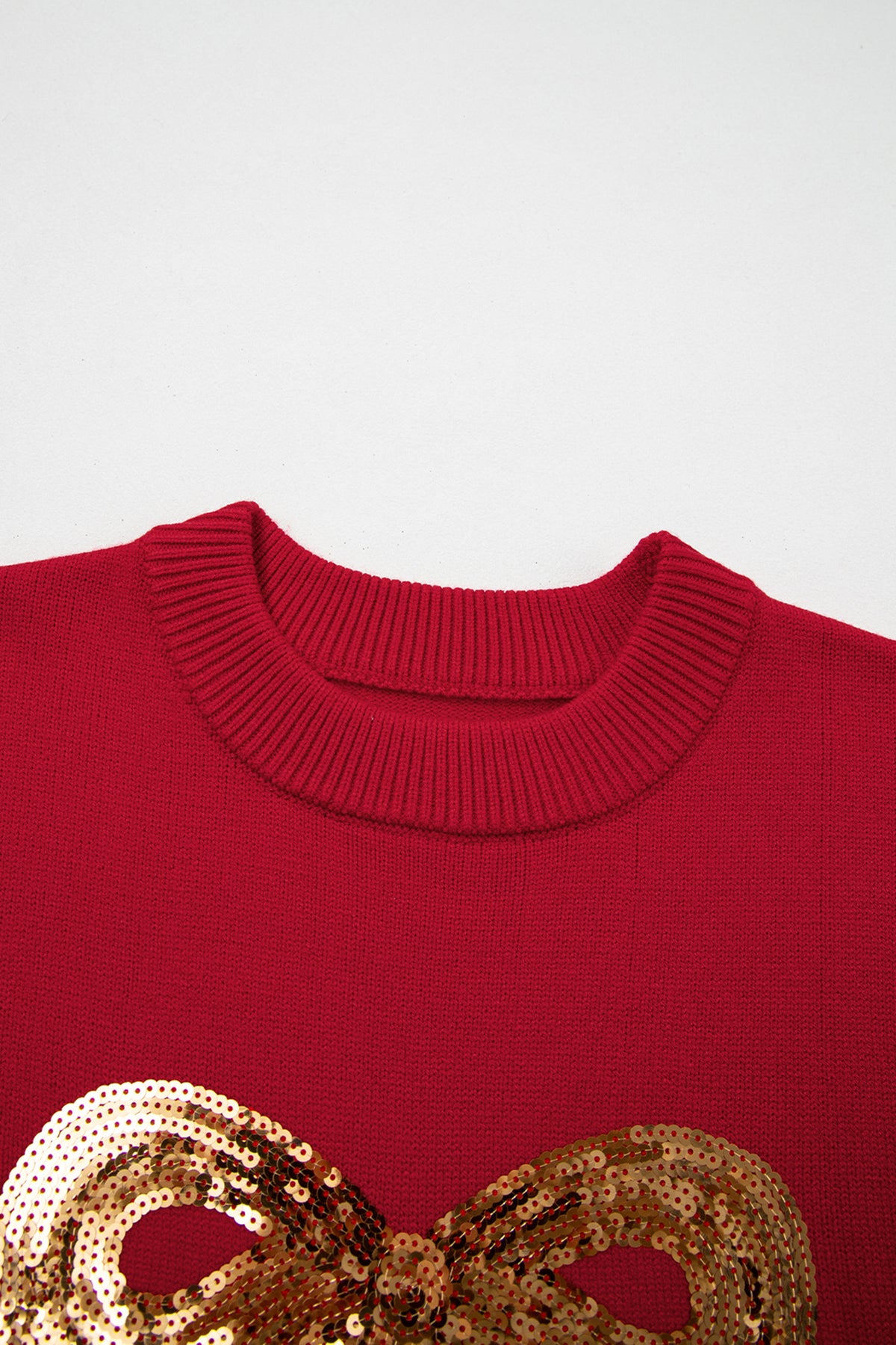 Sequined Bow Graphic Christmas Holiday Sweater - KaleaBoutique.com