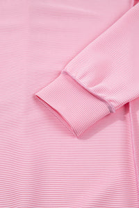 Horizontal Ribbed Exposed Seam Detail Drop Shoulder Baggy Pullover - KaleaBoutique.com