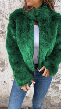 KaleaBoutique Women's Faux-Fur Stand-Collar Zip Jacket - KaleaBoutique.com