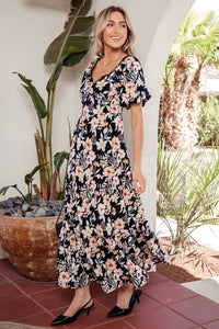KaleaBoutique Comfortable Short Sleeve Smocked Detail High Waist Floral Maxi Dress - KaleaBoutique.com
