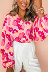 KaleaBoutique Blooming Floral Print Puff Sleeve Buttoned Shirt - KaleaBoutique.com