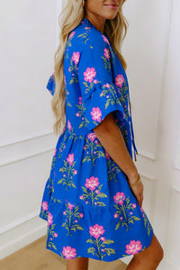 KaleaBoutique Comfortable V Neck Short Sleeve Loose Flower Dress - KaleaBoutique.com