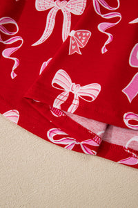 KaleaBoutique Comfortable Sweet Bow Print Shirt Style Top Long 2pcs Pajama Set - KaleaBoutique.com
