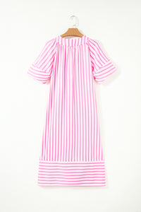 KaleaBoutique Comfortable V Neck Short Sleeve Shift Long Dress - KaleaBoutique.com