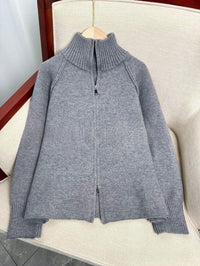 Women's Full-Zip Ribbed-Collar Tight Knit Cardigan - KaleaBoutique.com