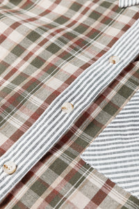 KaleaBoutique Stylish Plaid Print Striped Patchwork Single Chest Pocket Buttoned Shirt - KaleaBoutique.com