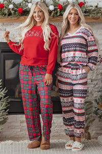 KaleaBoutique Comfortable Retro Christmas Pattern Loose Pullover 2pcs Lounge Pant Set - KaleaBoutique.com