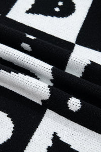 KaleaBoutique Stylish Geometric Ghost Print Drop Shoulder Knit Cardigan - KaleaBoutique.com