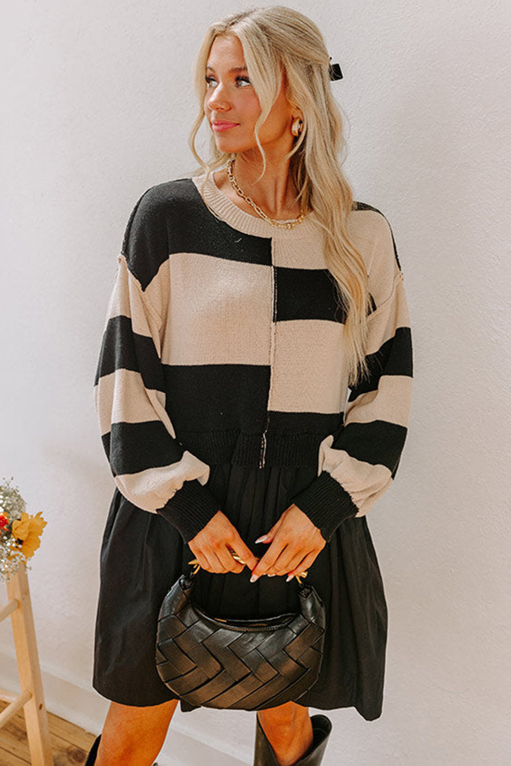 KaleaBoutique Stylish Two in One Knitted Top High Waist Splicing Hem Sweater Dress - KaleaBoutique.com