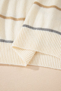KaleaBoutique Comfortable Striped Print Drop Shoulder Shift Sweater Mini Dress - KaleaBoutique.com