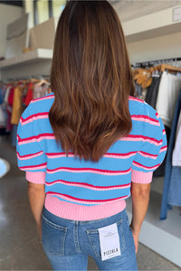 KaleaBoutique Comfortable Colorblock Trim Half Sleeve Sweater Top - KaleaBoutique.com