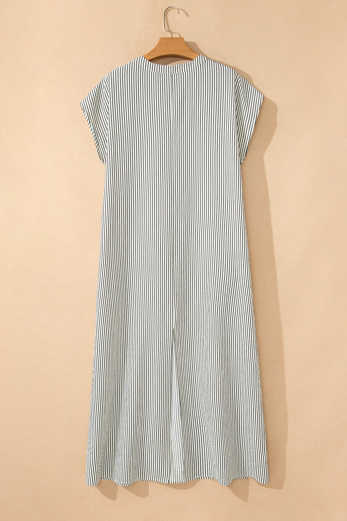 KaleaBoutique Stylish Frilled Detail Half Buttons Short Sleeve Long Dress - KaleaBoutique.com