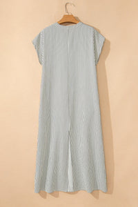 KaleaBoutique Stylish Frilled Detail Half Buttons Short Sleeve Long Dress - KaleaBoutique.com