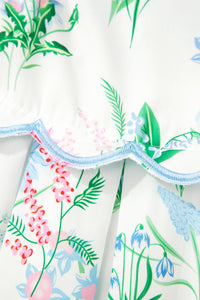 KaleaBoutique Stylish Floral Print Contrast Trim Self-tie Straps High Waist Midi Dress - KaleaBoutique.com