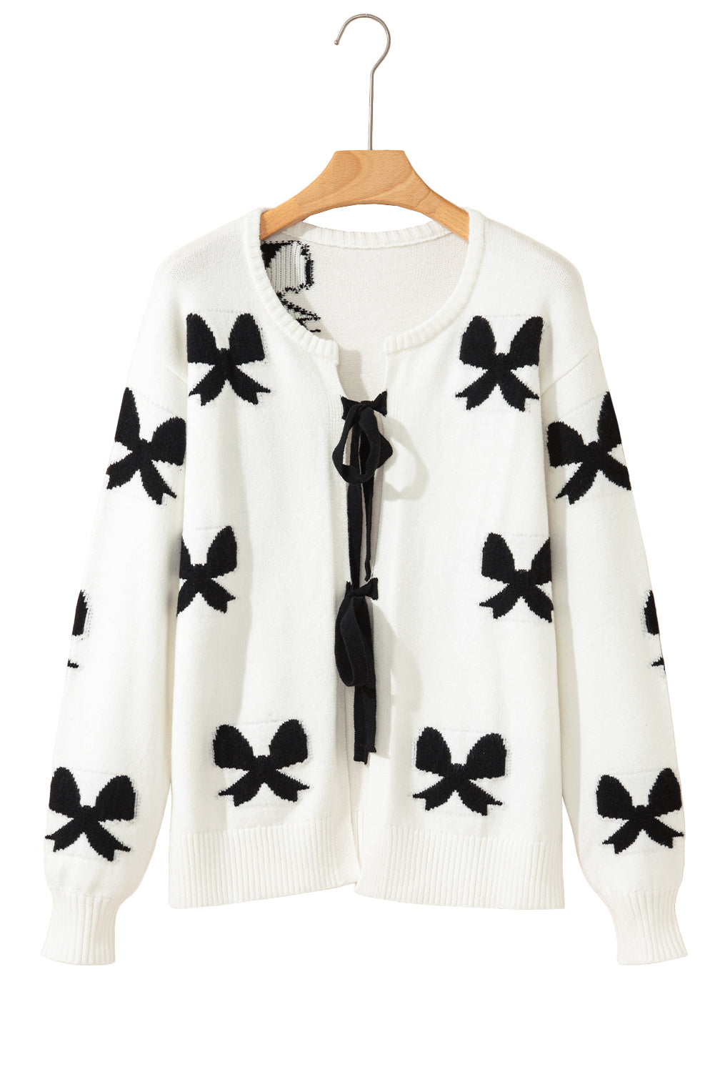 KaleaBoutique Comfortable Lace-up Bow Pattern Sweater Cardigan