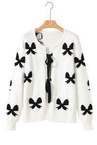 KaleaBoutique Comfortable Lace-up Bow Pattern Sweater Cardigan