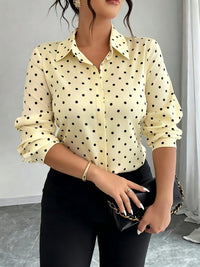 Women's Long-sleeve Polka-dot Slim-fit Lapel Blouse - KaleaBoutique.com