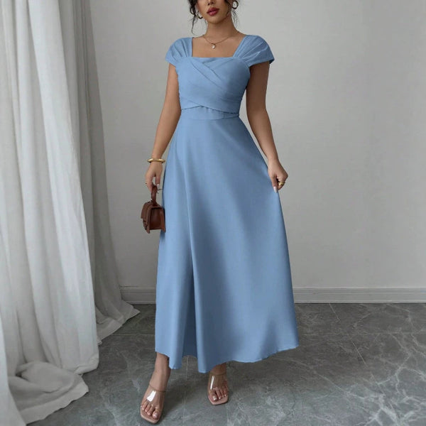 KaleaBoutique Short Sleeve A-Line Maxi Dress with Patchwork Detail - KaleaBoutique.com