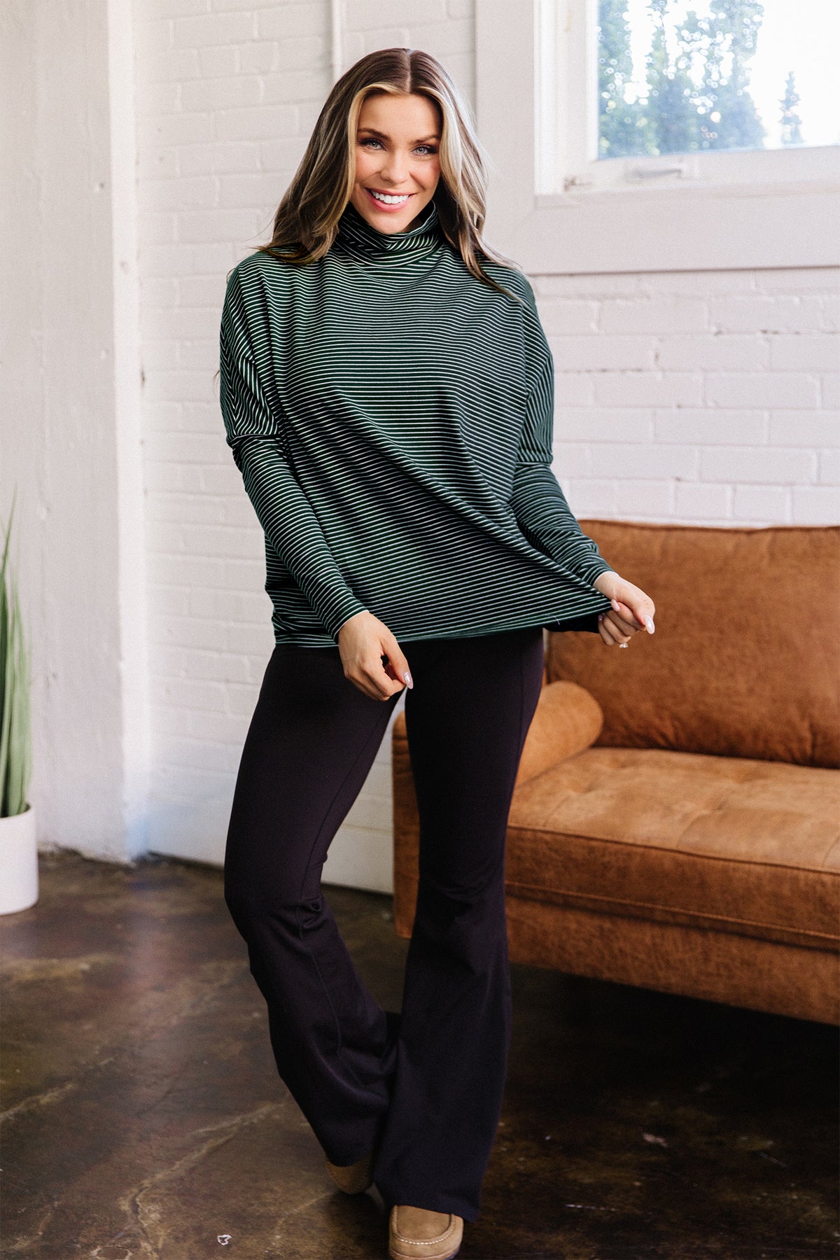 KaleaBoutique Comfortable High Neck Dropped Shoulder Long Sleeve Casual Top - KaleaBoutique.com