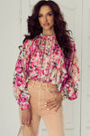 KaleaBoutique Floral Print Ruffled Stitch Buttoned Loose Fit Shirt - KaleaBoutique.com
