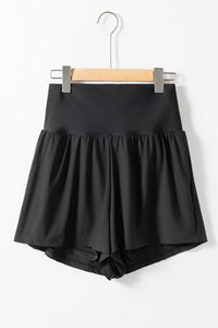 Women's Black Wide-Waistband Swim Shorts with Back Pocket - KaleaBoutique.com