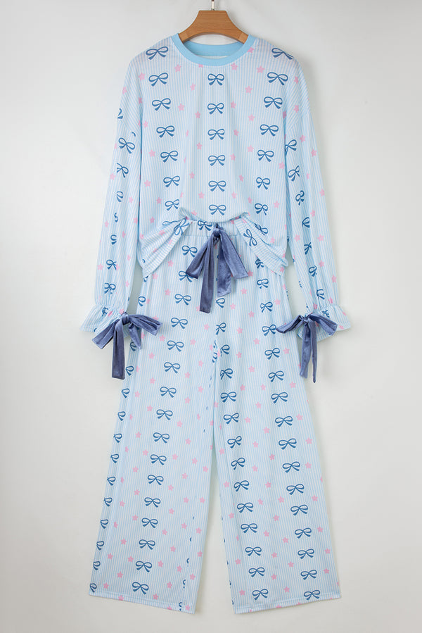 KaleaBoutique Stylish Bow Star Print Tied Detail 2pcs Lounge Set - KaleaBoutique.com