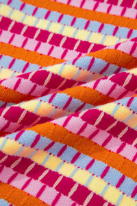 KaleaBoutique Stylish Abstract Striped Knit Short Sleeve Sweater - KaleaBoutique.com