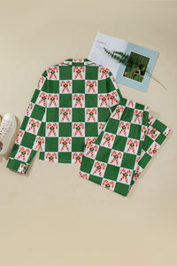 KaleaBoutique Stylish Holly Jolly Checkered Pattern 2pcs Long Pajama Set - KaleaBoutique.com