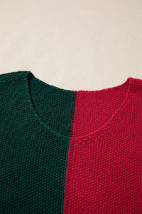 Color Block Knit V Neck Loose Sweater - KaleaBoutique.com