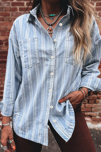 Boyfriend Chest Pocket Classic Denim Shacket - KaleaBoutique.com