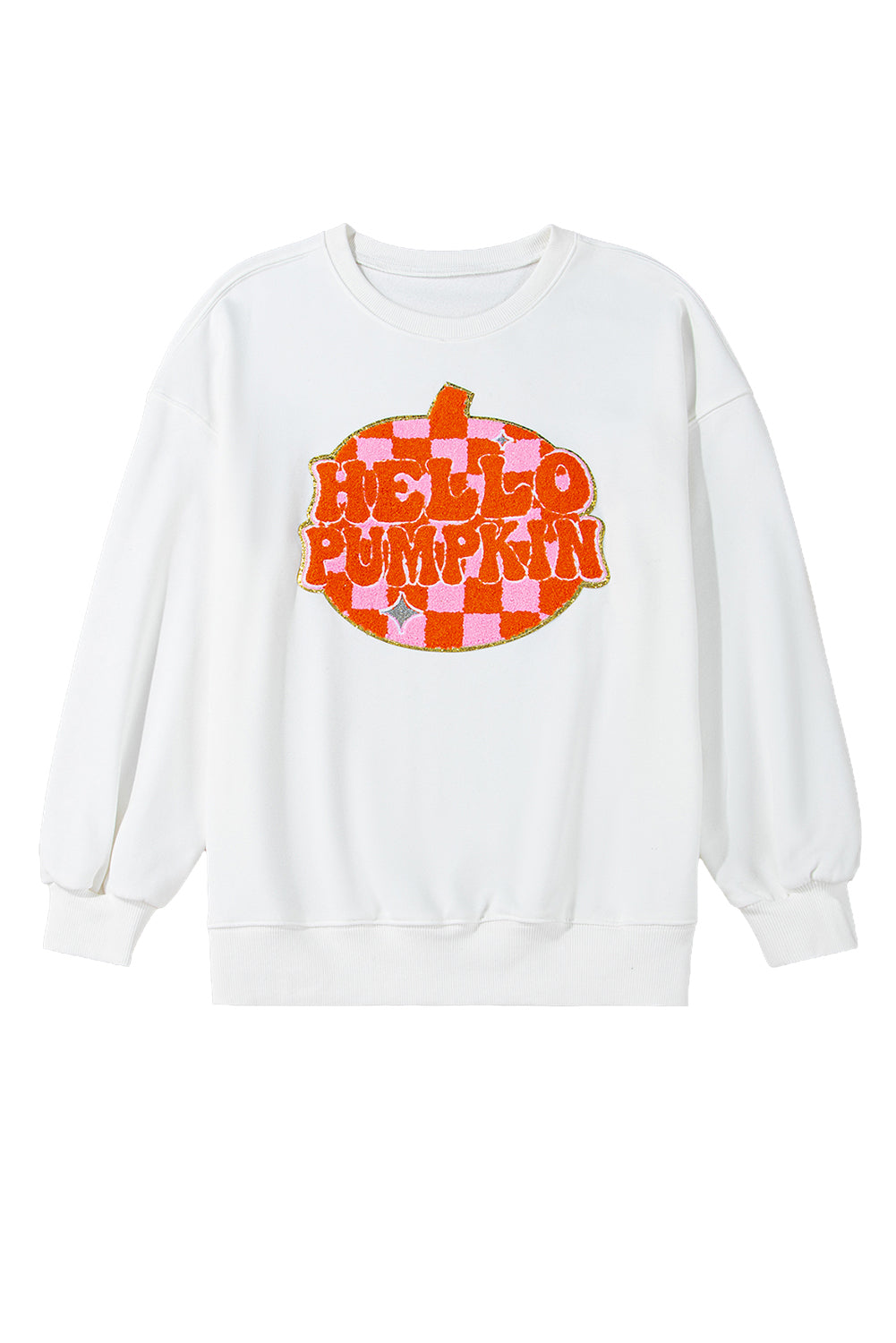 KaleaBoutique Stylish Terry Halloween Pumpkin Patched Pattern Pullover Sweatshirt - KaleaBoutique.com